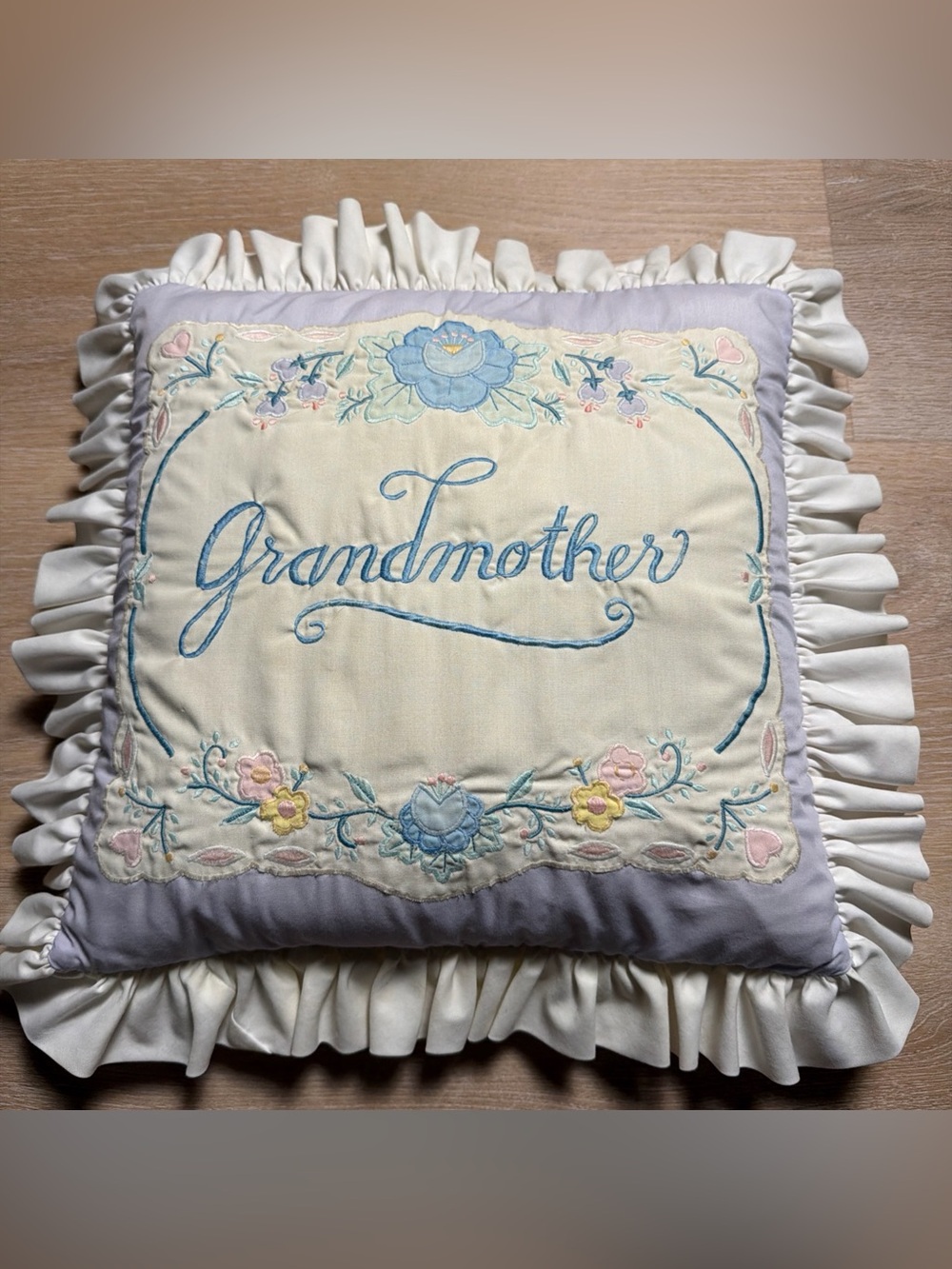 Vintage 80s House Of Hatten Grandmother Grannycore Throw Pillow Embroidered